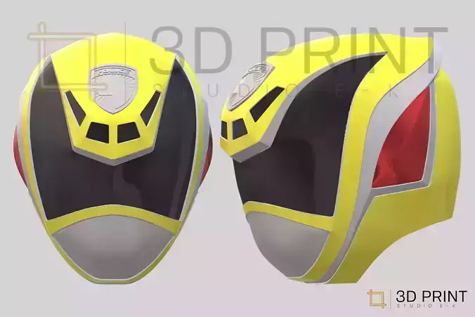 Power Rangers SPD Yellow Ranger helmet 3D print model Power Rangers SPD Yellow Ranger helmet 3D print model