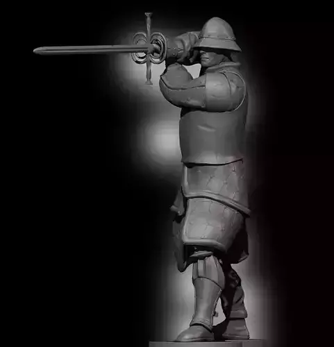 Knight With Two-Handed Sword 3D print model