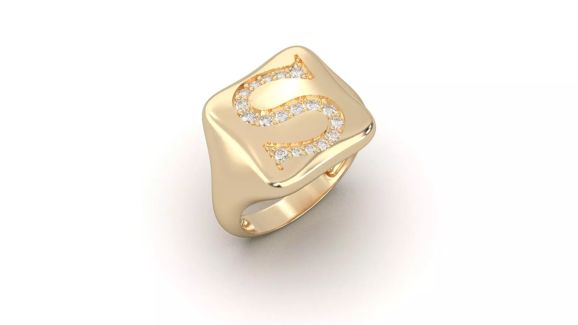 S monogram small finger ring chevalier 3D print model