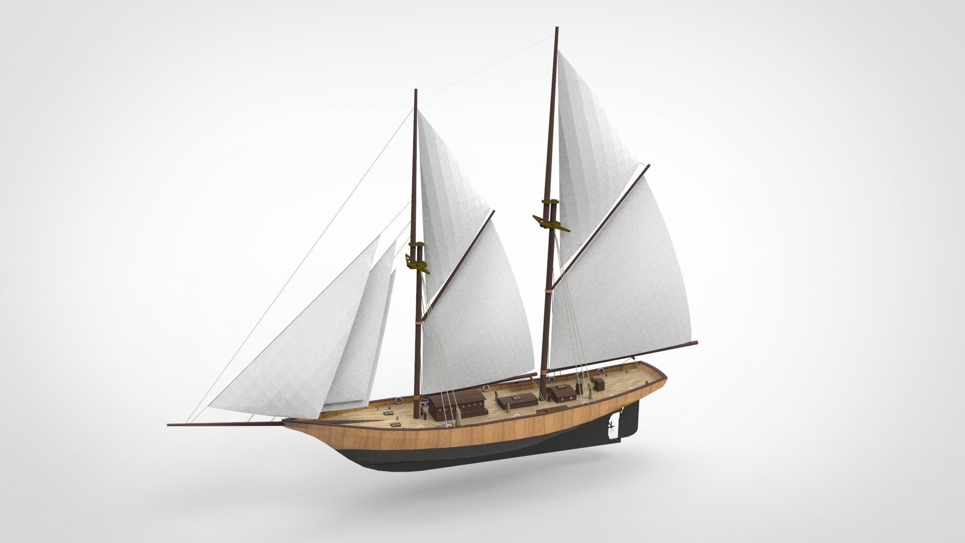 Historical sailing pinishi 3D model_2