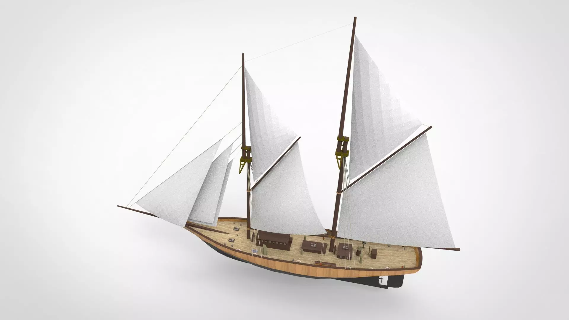 Historical sailing pinishi 3D model_0