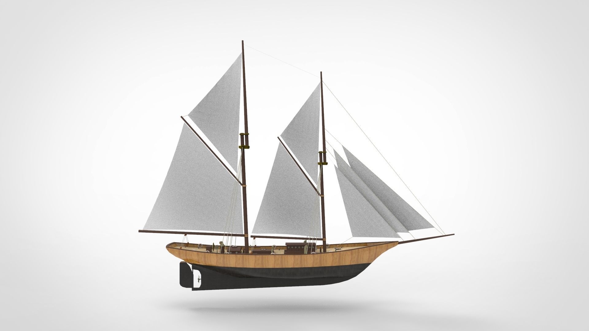 Historical sailing pinishi 3D model_3