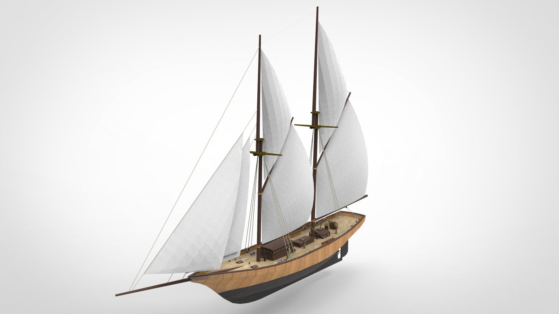 Historical sailing pinishi 3D model_5