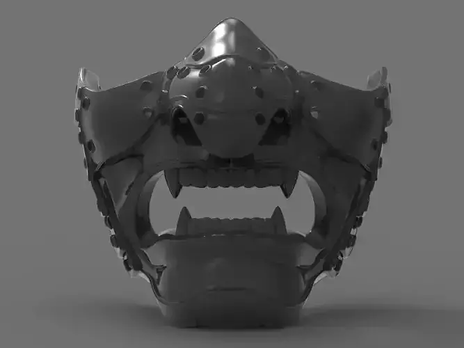 Samurai oni demon mask v2  3D print model 3D print model