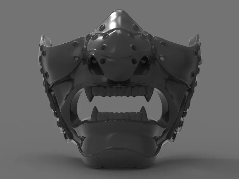 Samurai oni demon mask v2 3D print model 3D print model