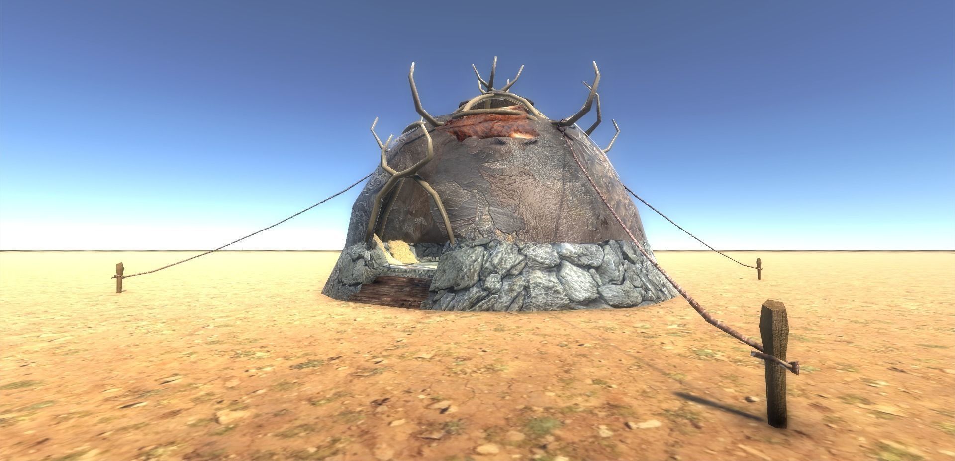 Boneskin Hut 1 Low-poly 3D model_0