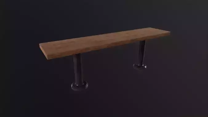 Old Wooden Bench 3D Model