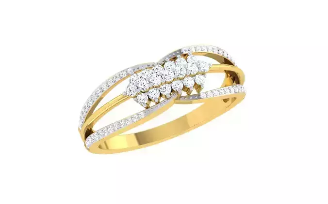 Light Weight Gold Diamond Rings-EZ R-15