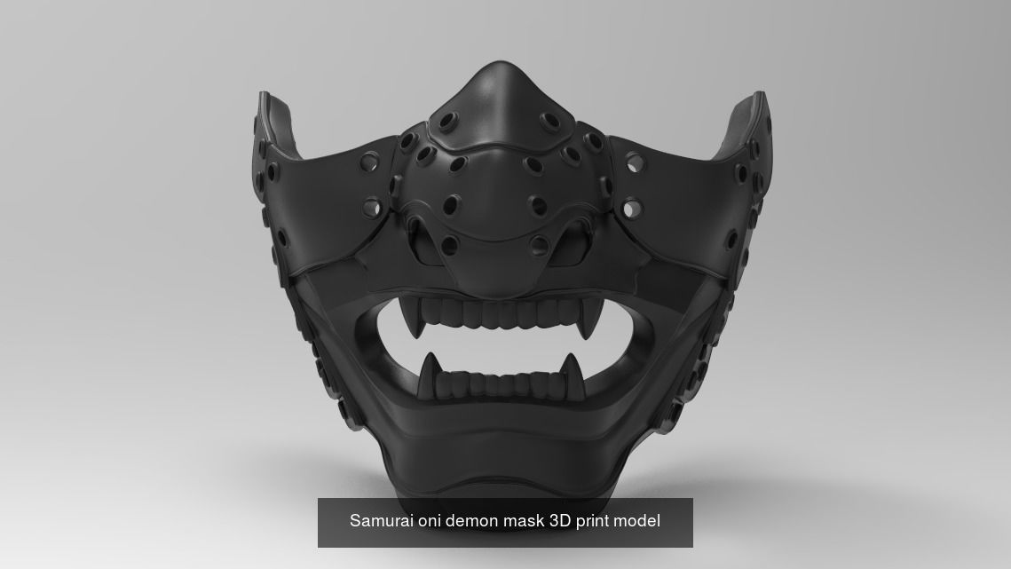 Samurai oni demon collection masks 3D print model _5