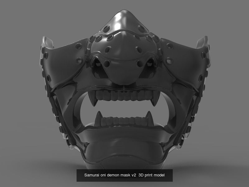 Samurai oni demon collection masks 3D print model _6