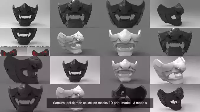 Samurai oni demon collection masks 3D print model 