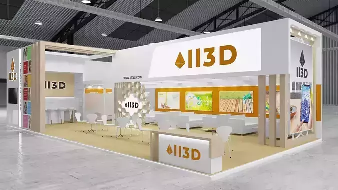 Exhibition Stand Stall  Two Side Open With 3D Hall 3D model