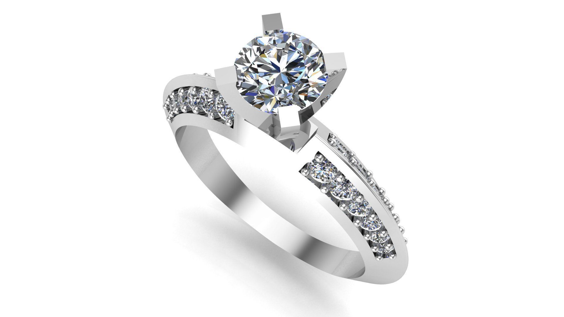 Solitaire Ring A61 3D print model_5