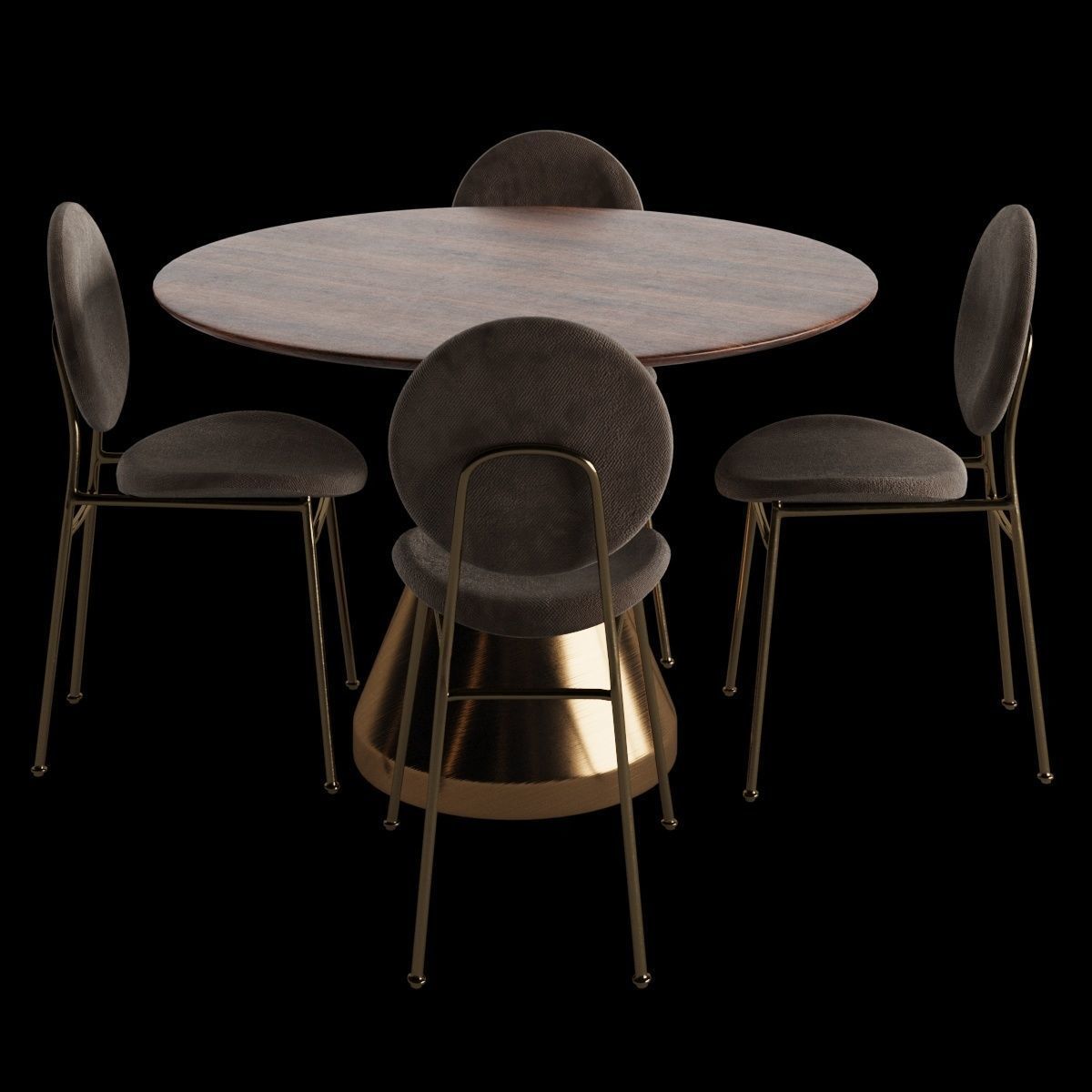 West Elm Dining Set 3D model_1