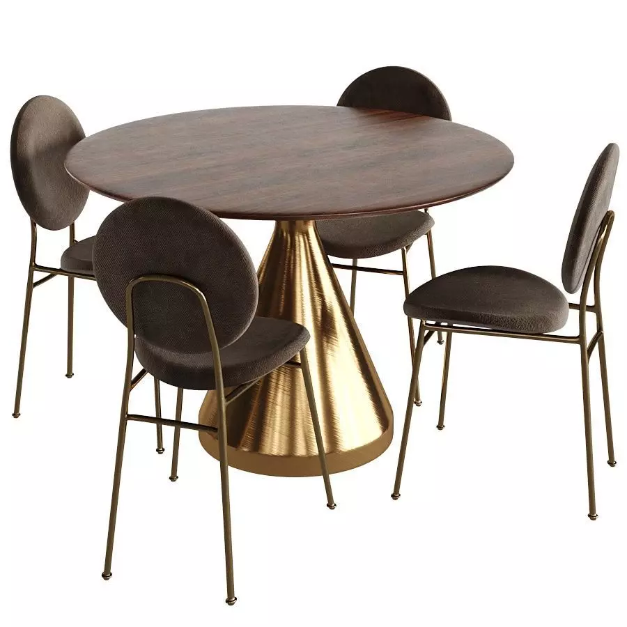 West Elm Dining Set 3D model_0