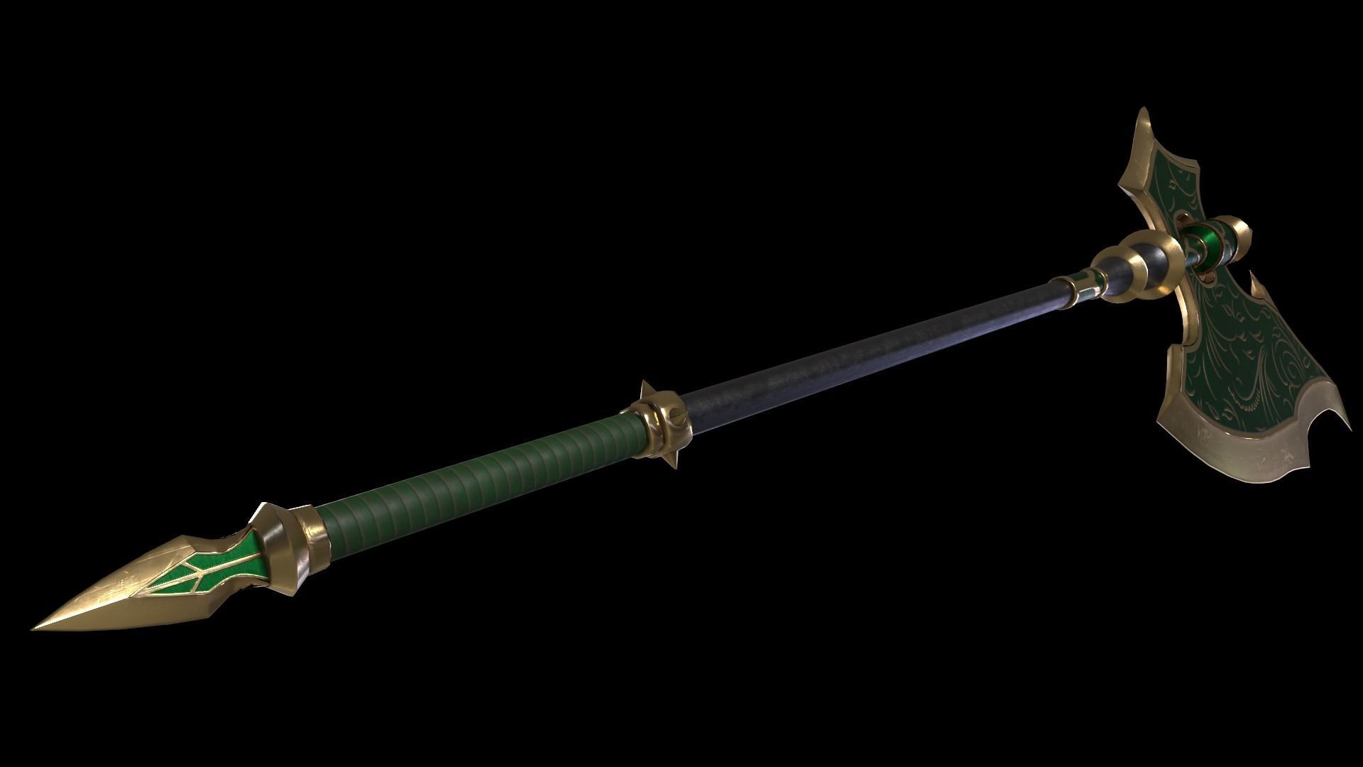 Two-Handed Battle Axe Low-poly 3D model_9