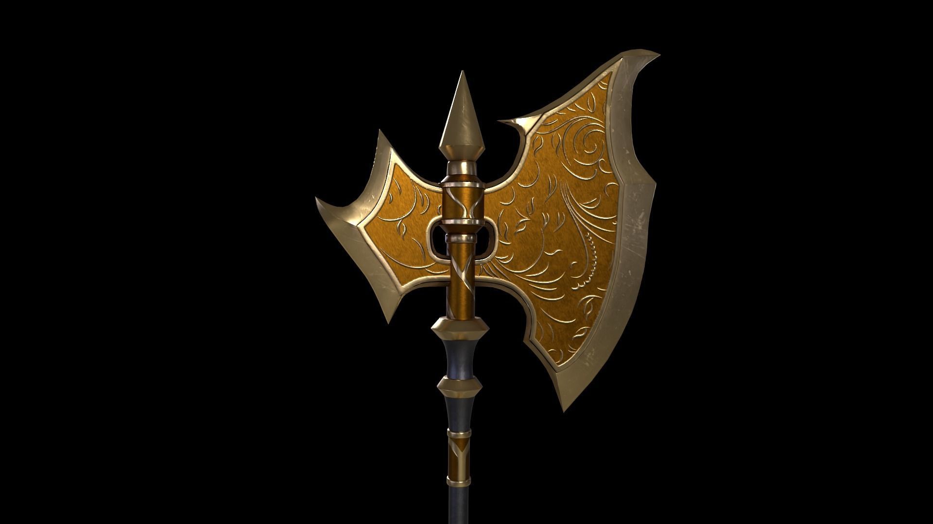 Two-Handed Battle Axe Low-poly 3D model_17