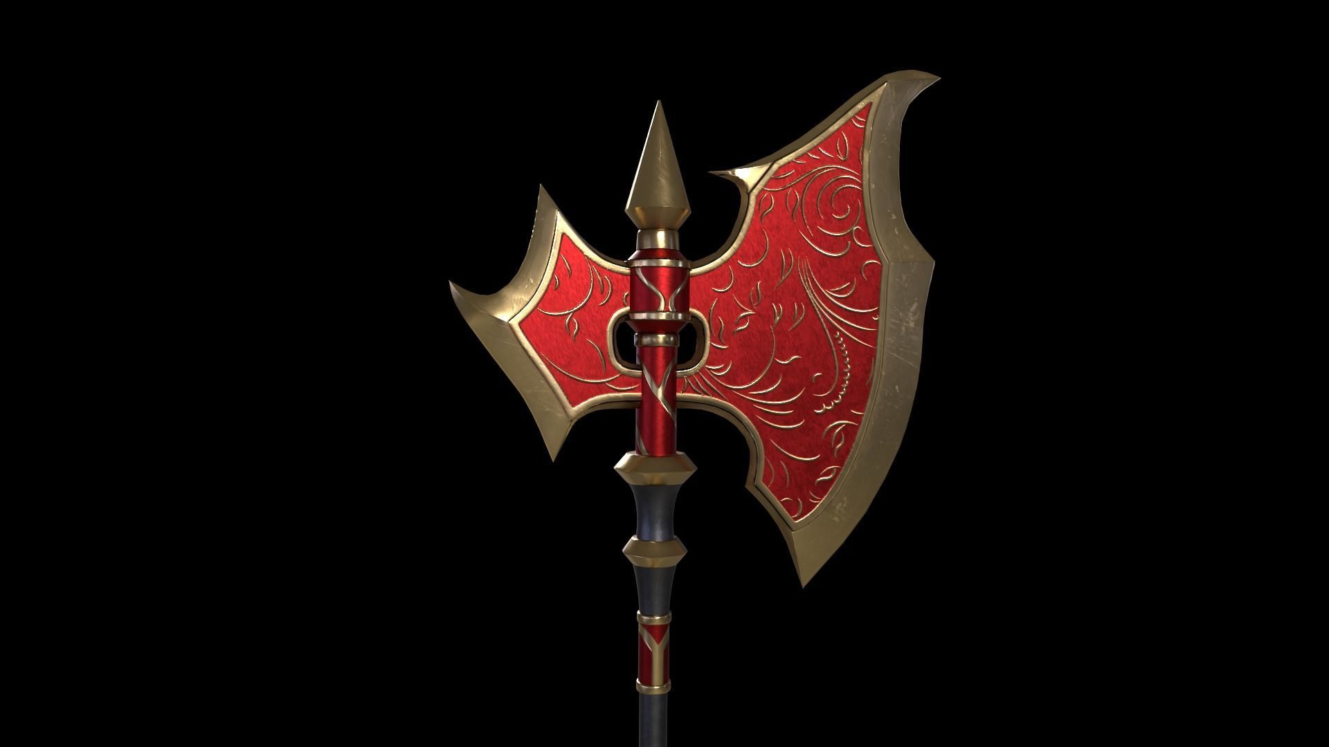 Two-Handed Battle Axe Low-poly 3D model_8