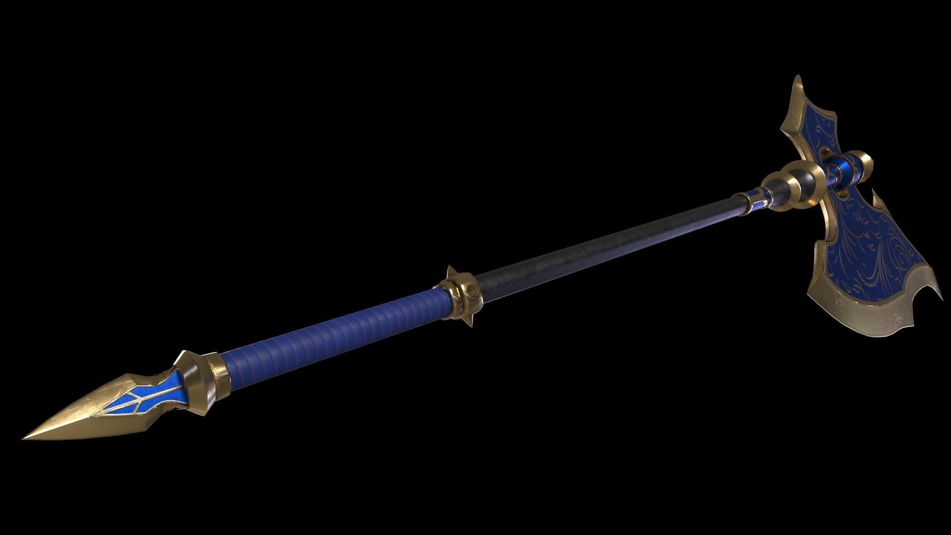 Two-Handed Battle Axe Low-poly 3D model_12