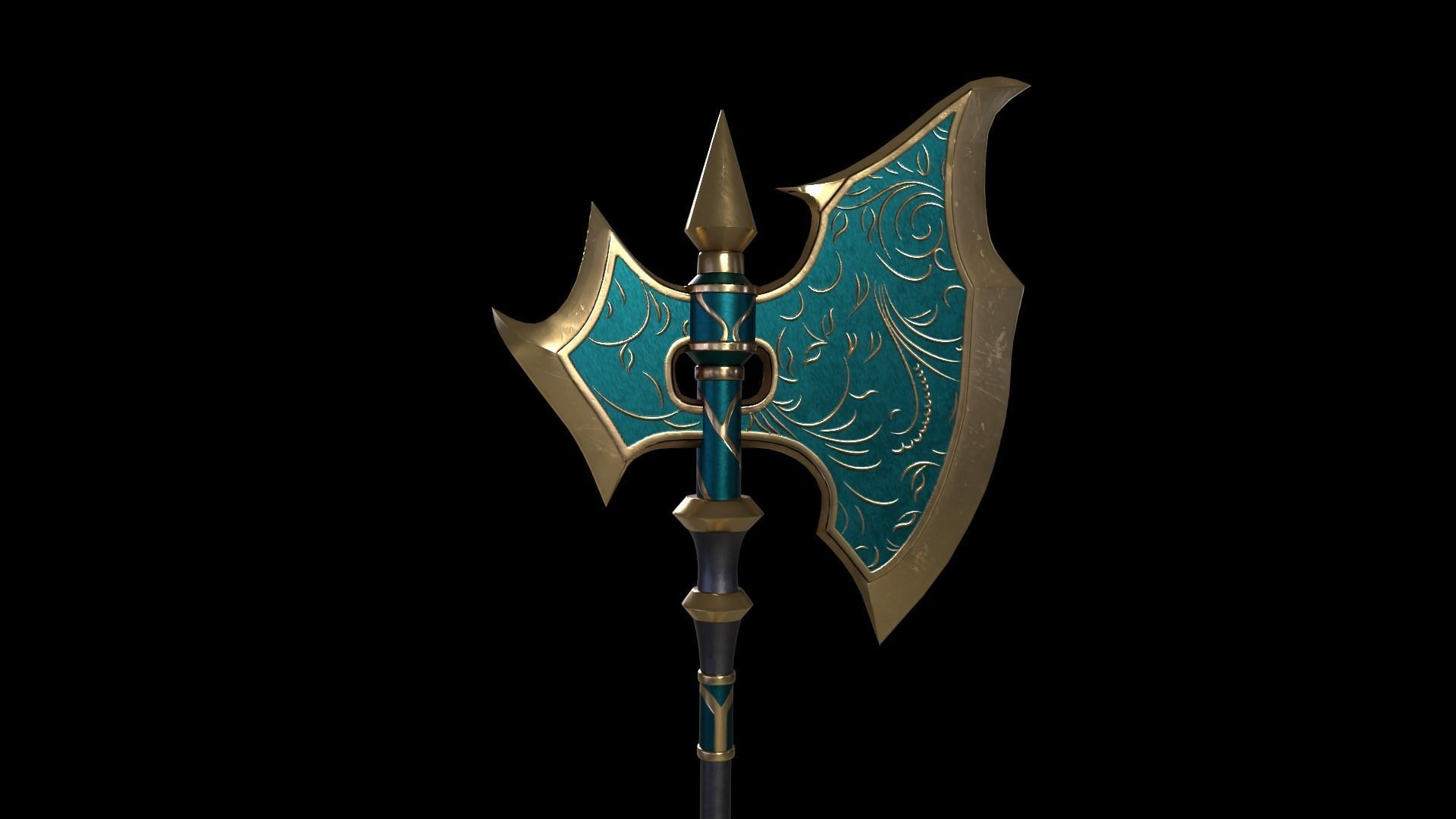 Two-Handed Battle Axe Low-poly 3D model_20
