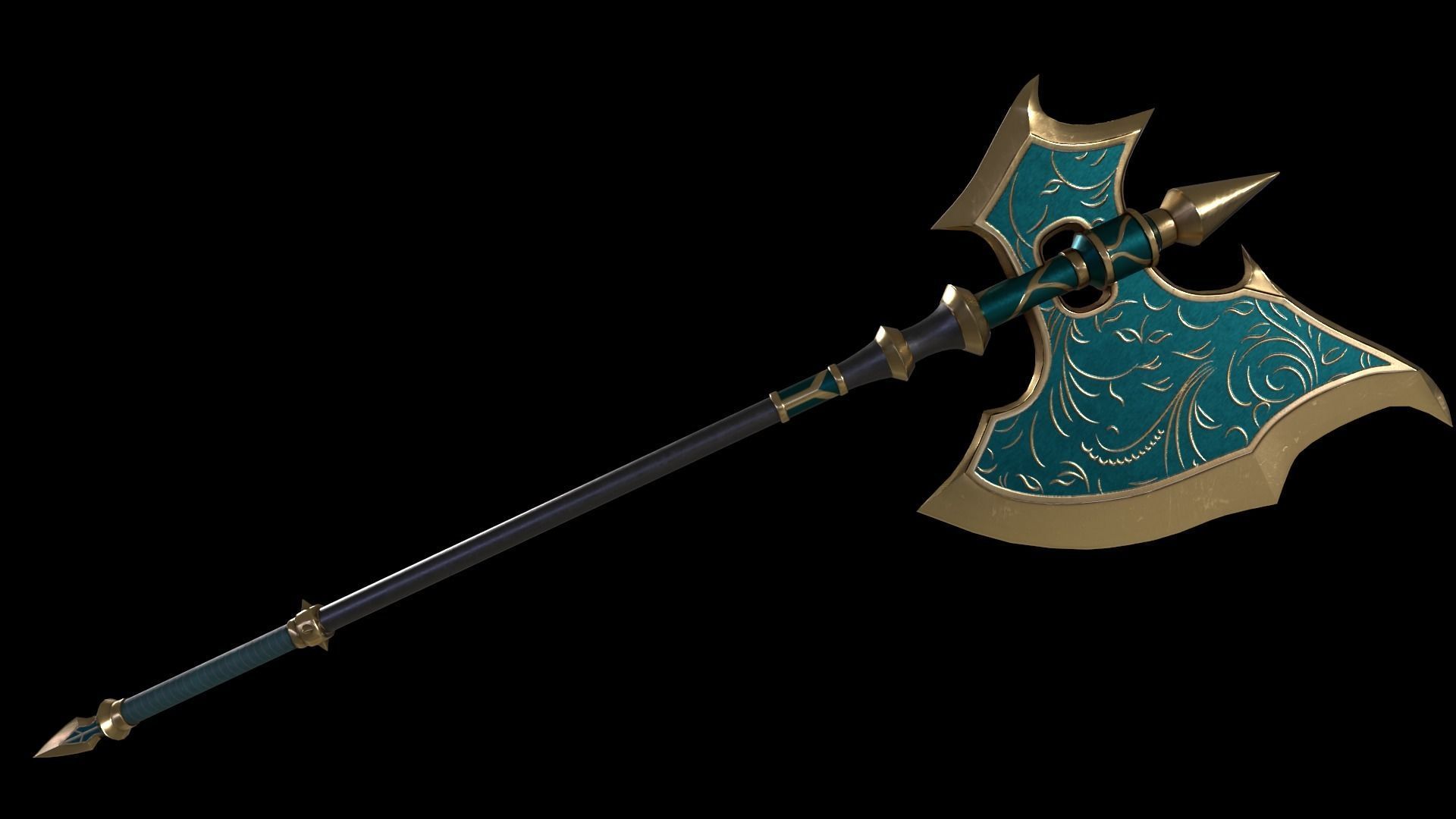 Two-Handed Battle Axe Low-poly 3D model_19