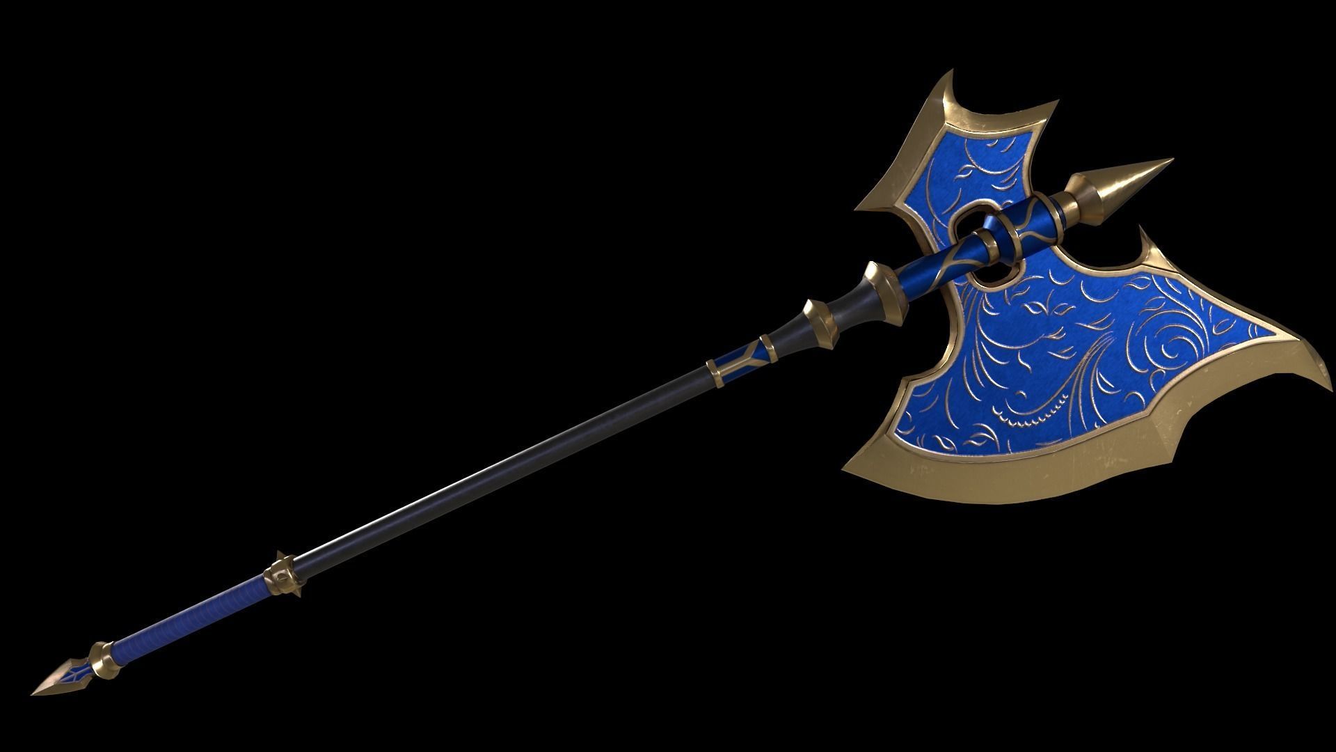 Two-Handed Battle Axe Low-poly 3D model_13