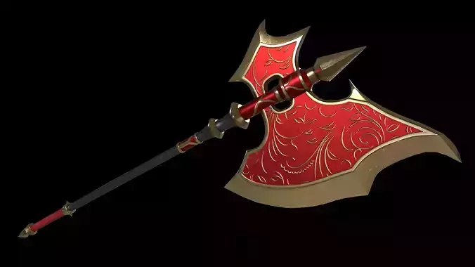 Two-Handed Battle Axe Low-poly 3D model