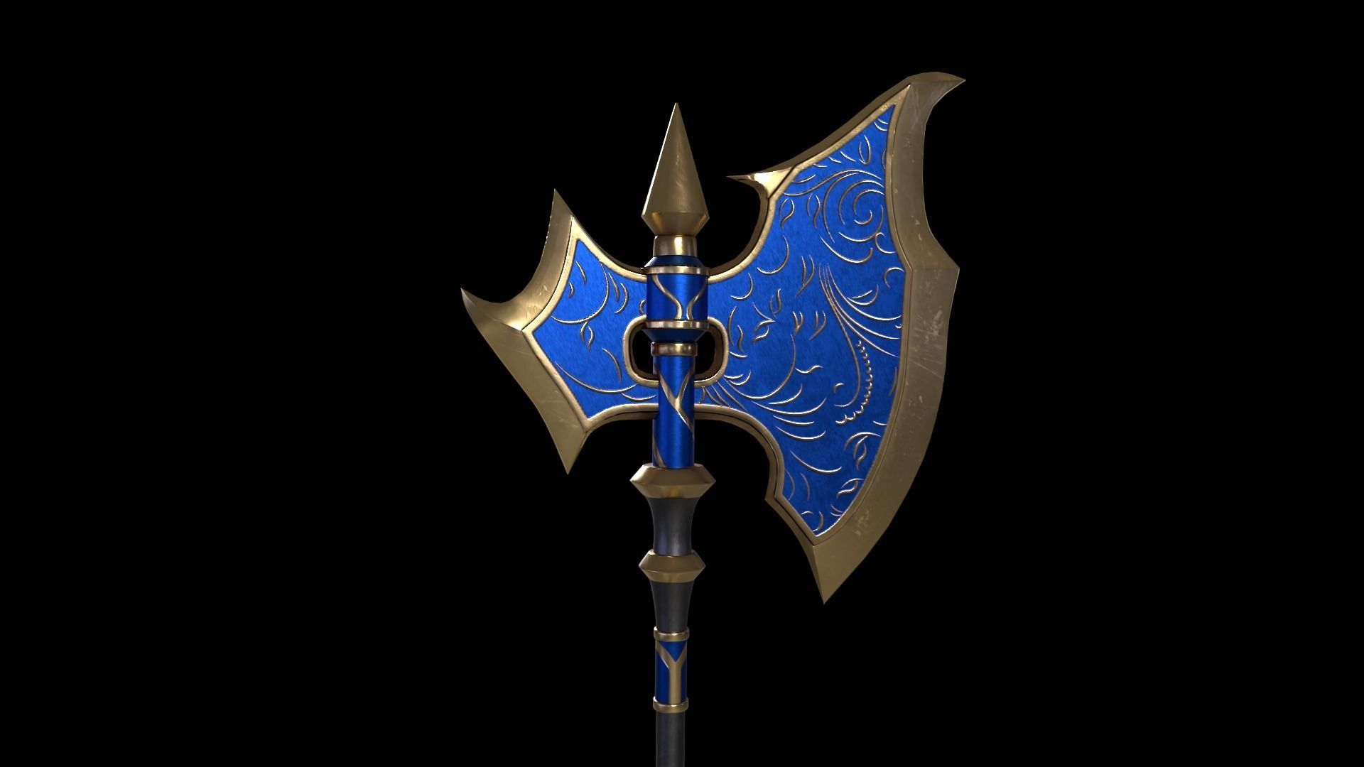 Two-Handed Battle Axe Low-poly 3D model_14