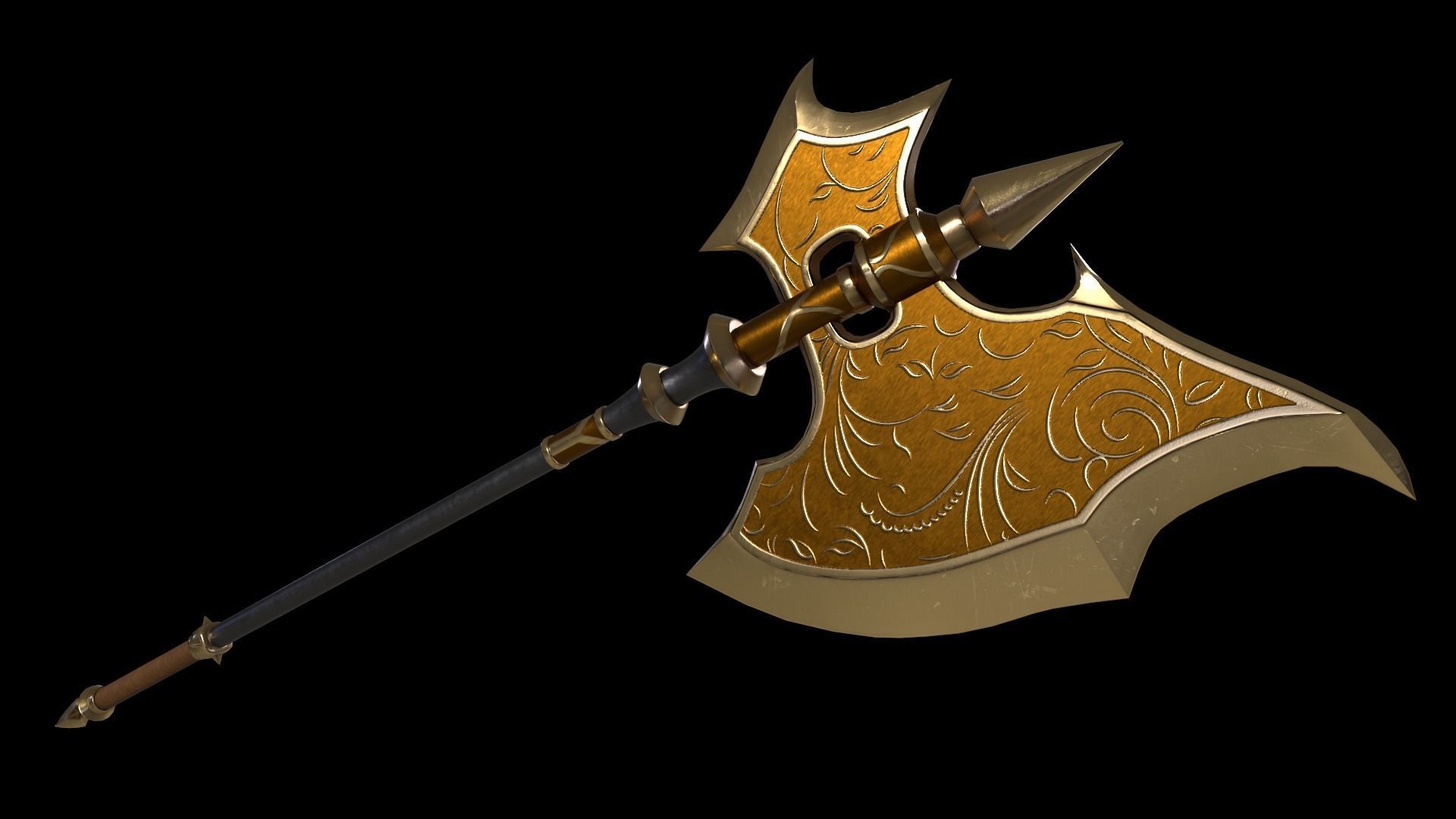 Two-Handed Battle Axe Low-poly 3D model_3