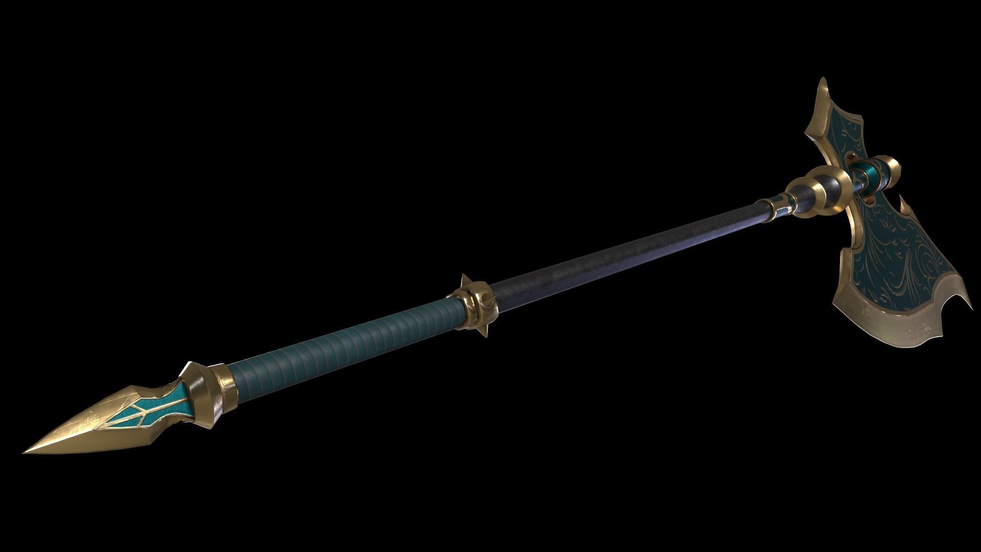 Two-Handed Battle Axe Low-poly 3D model_18