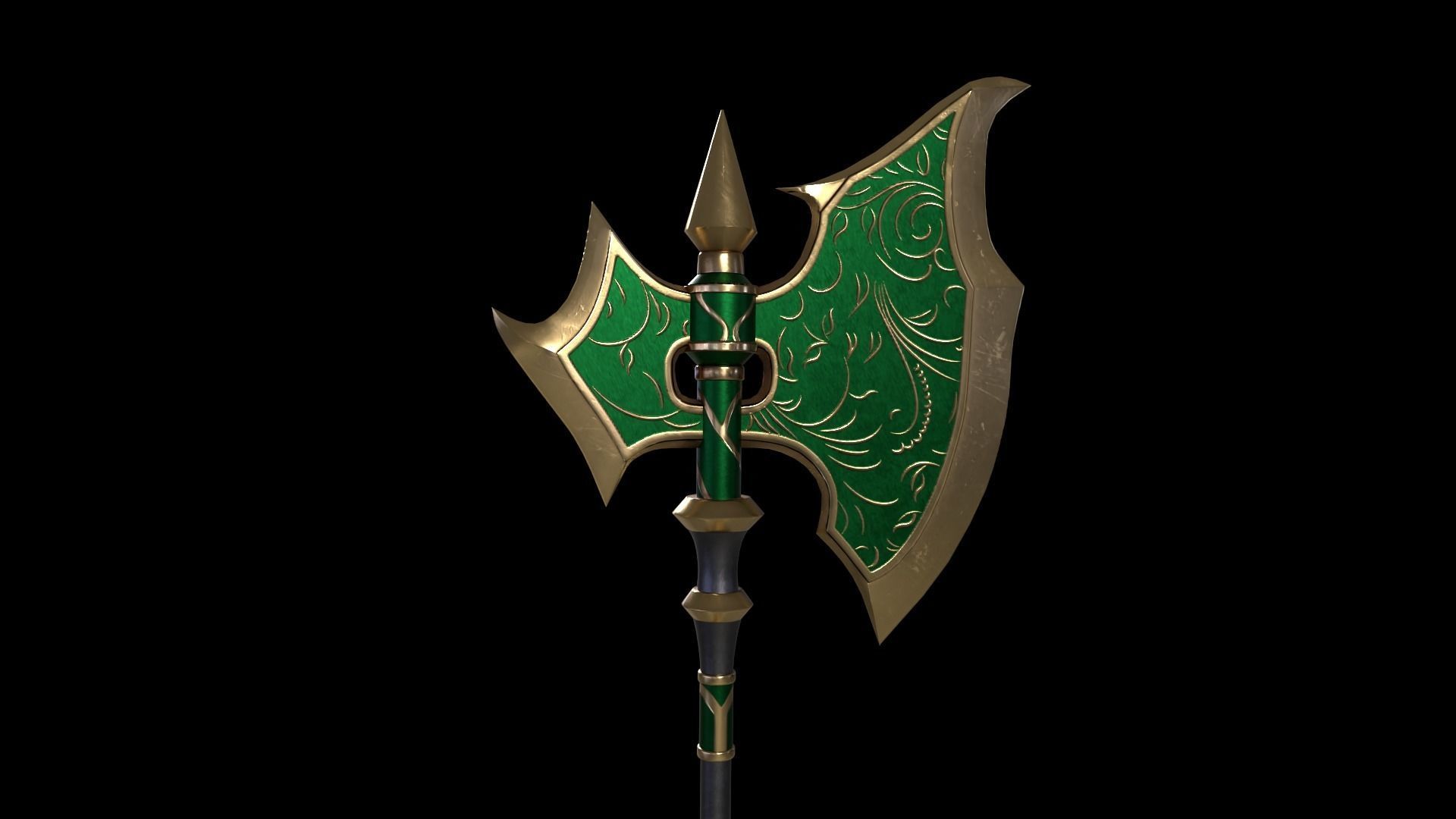 Two-Handed Battle Axe Low-poly 3D model_11