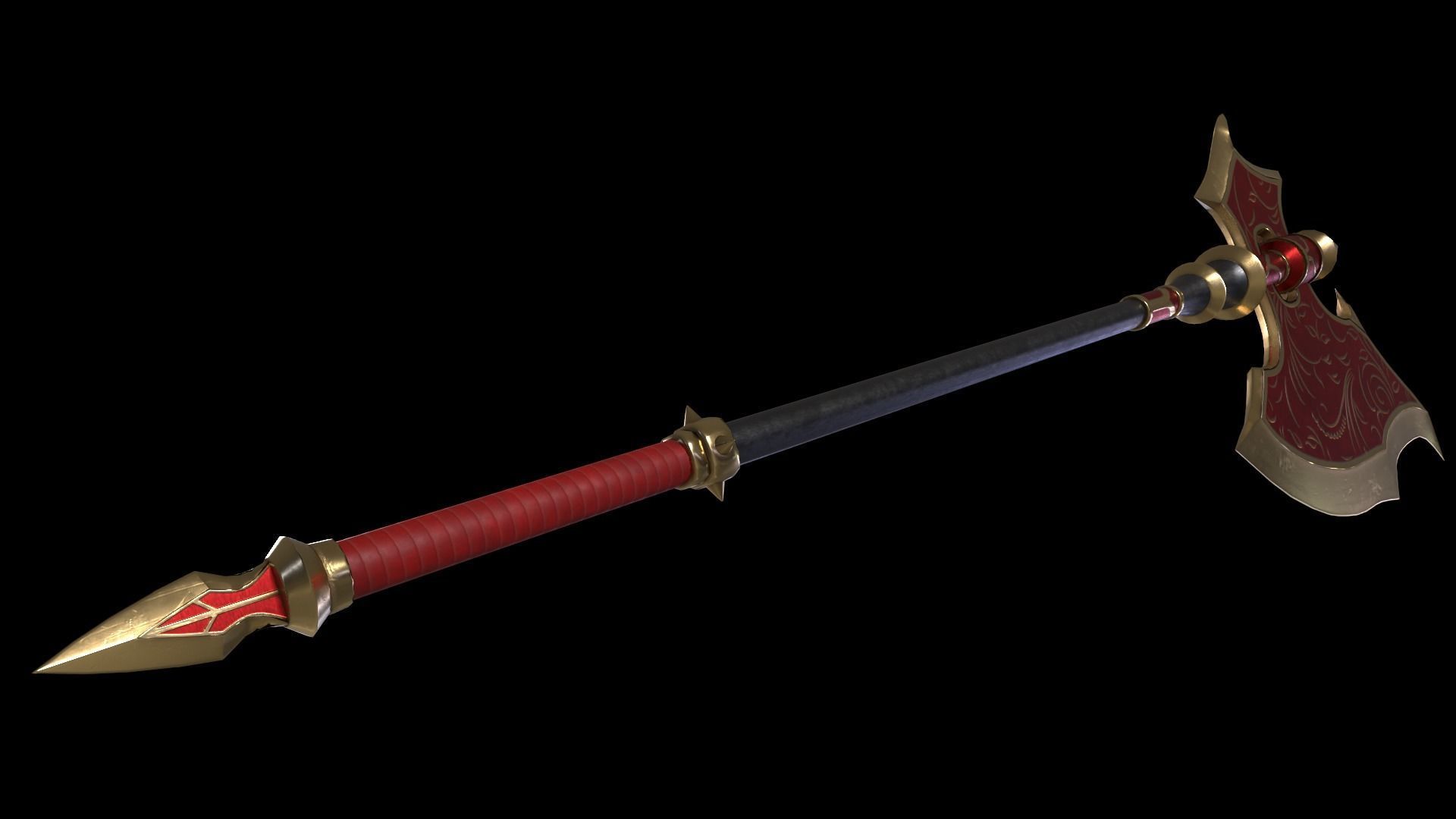 Two-Handed Battle Axe Low-poly 3D model_6