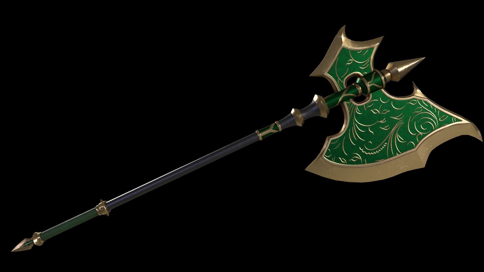 Two-Handed Battle Axe Low-poly 3D model_10