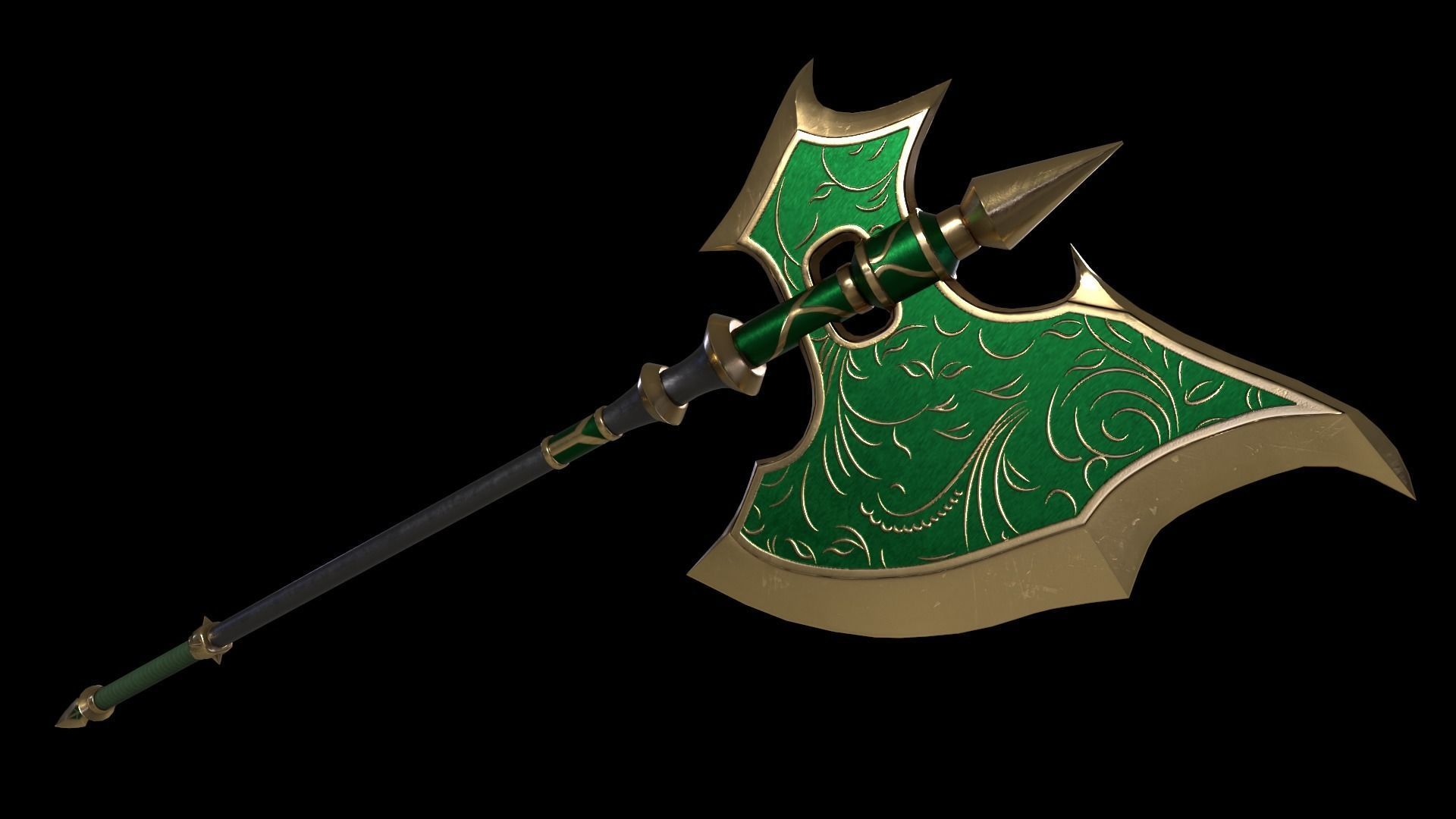 Two-Handed Battle Axe Low-poly 3D model_2