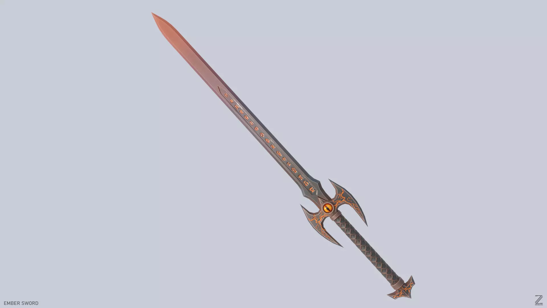 Ember sword Low-poly 3D model_0
