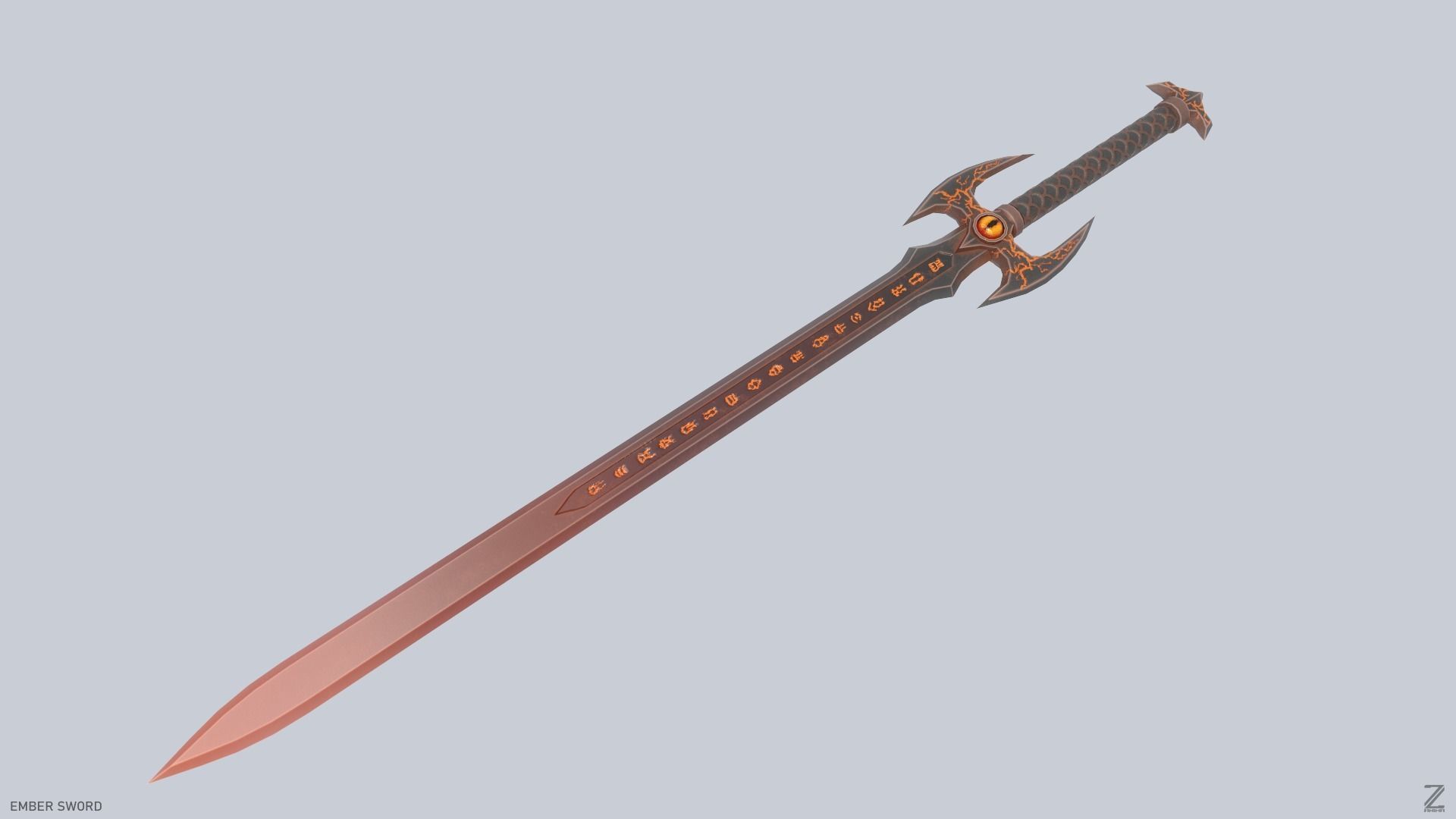 Ember sword Low-poly 3D model_5