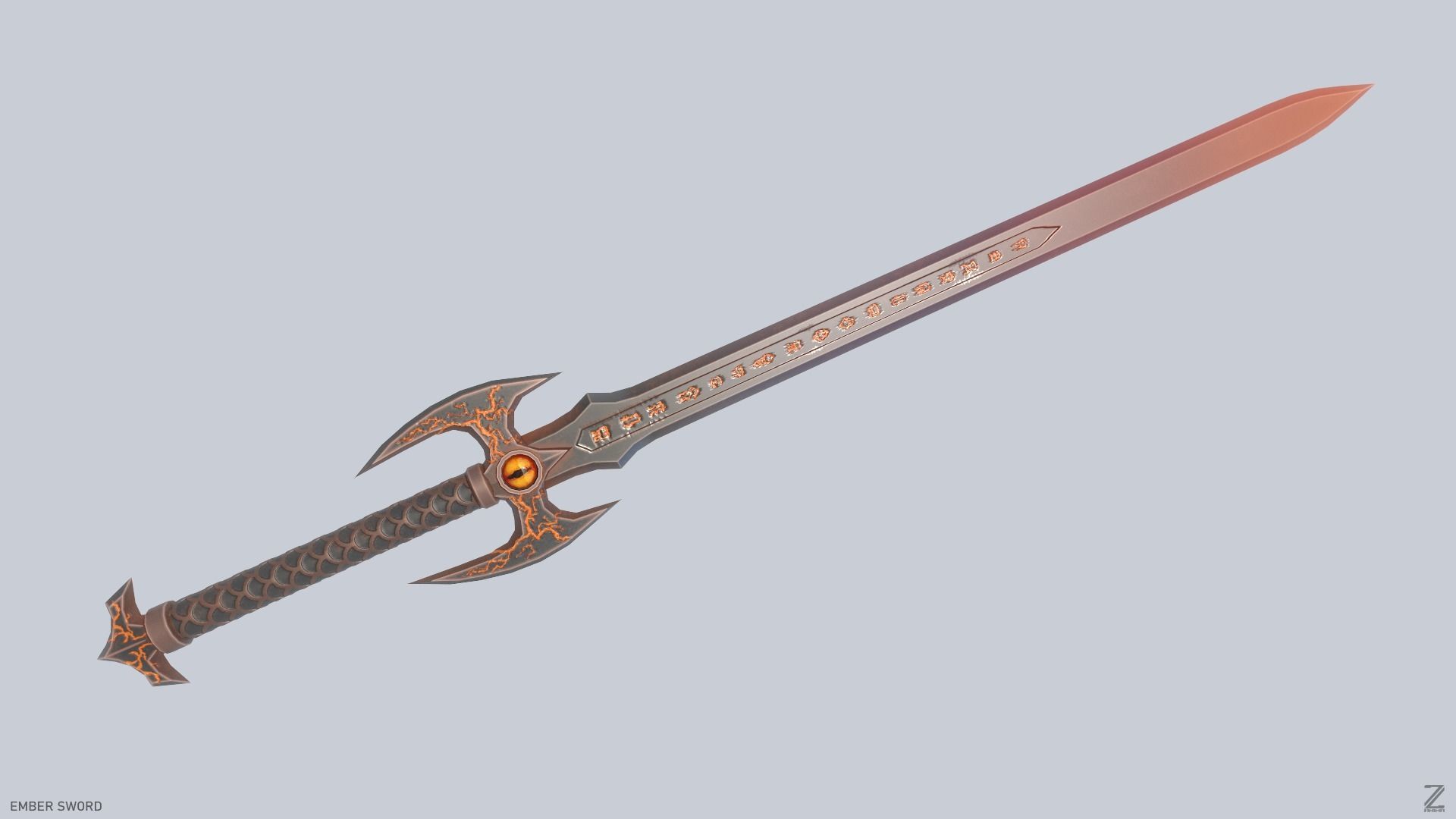 Ember sword Low-poly 3D model_3