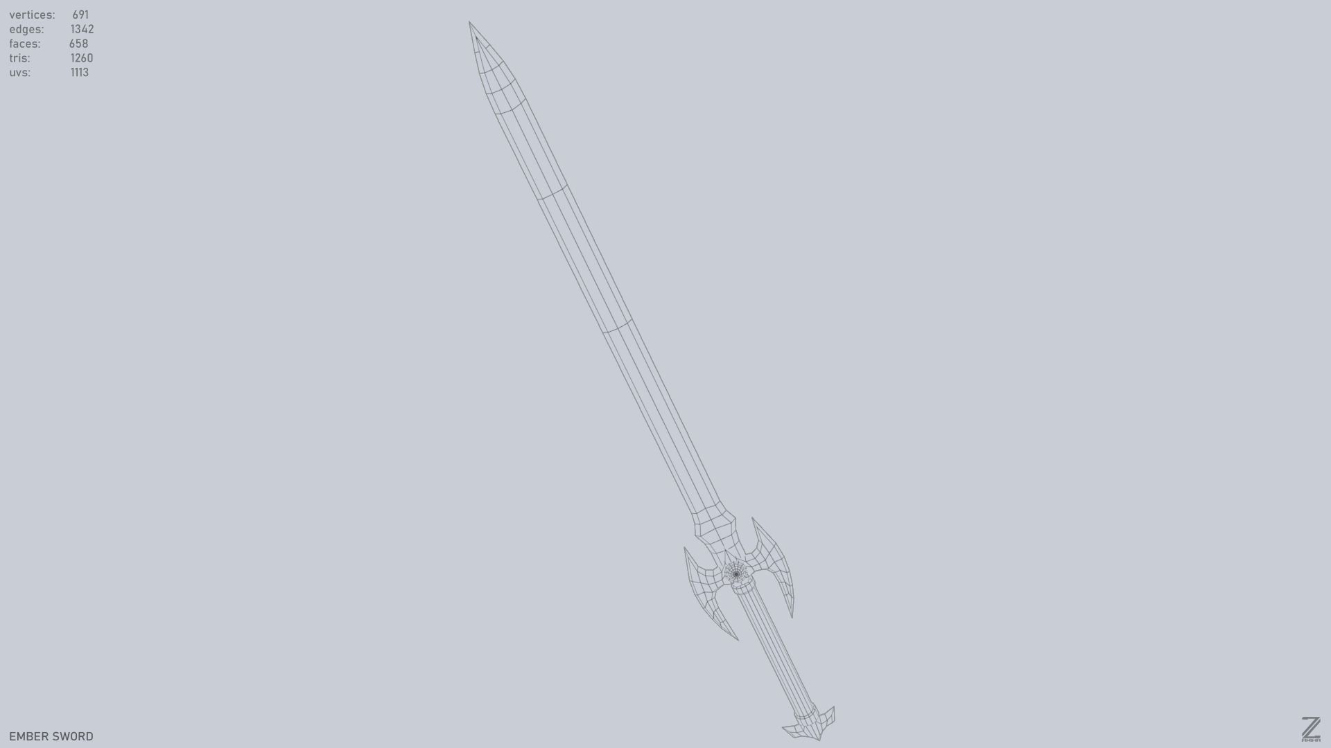 Ember sword Low-poly 3D model_9