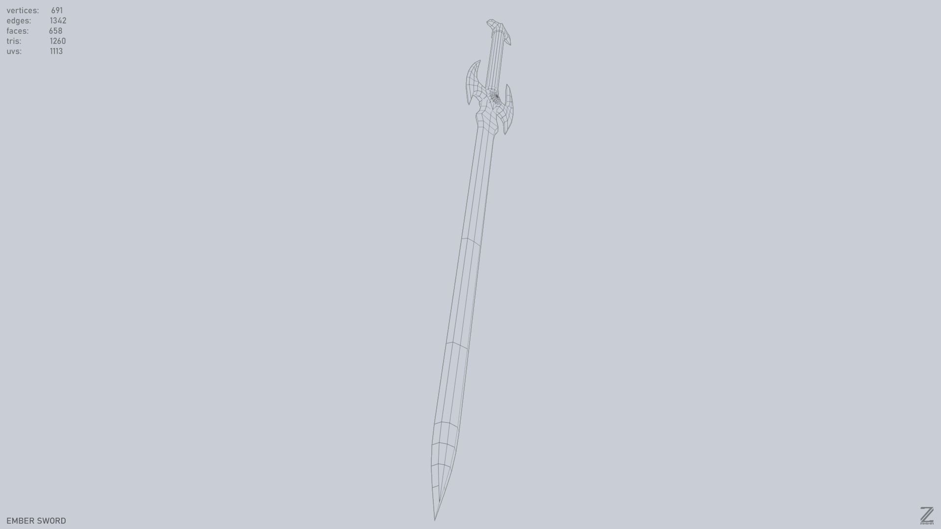 Ember sword Low-poly 3D model_11