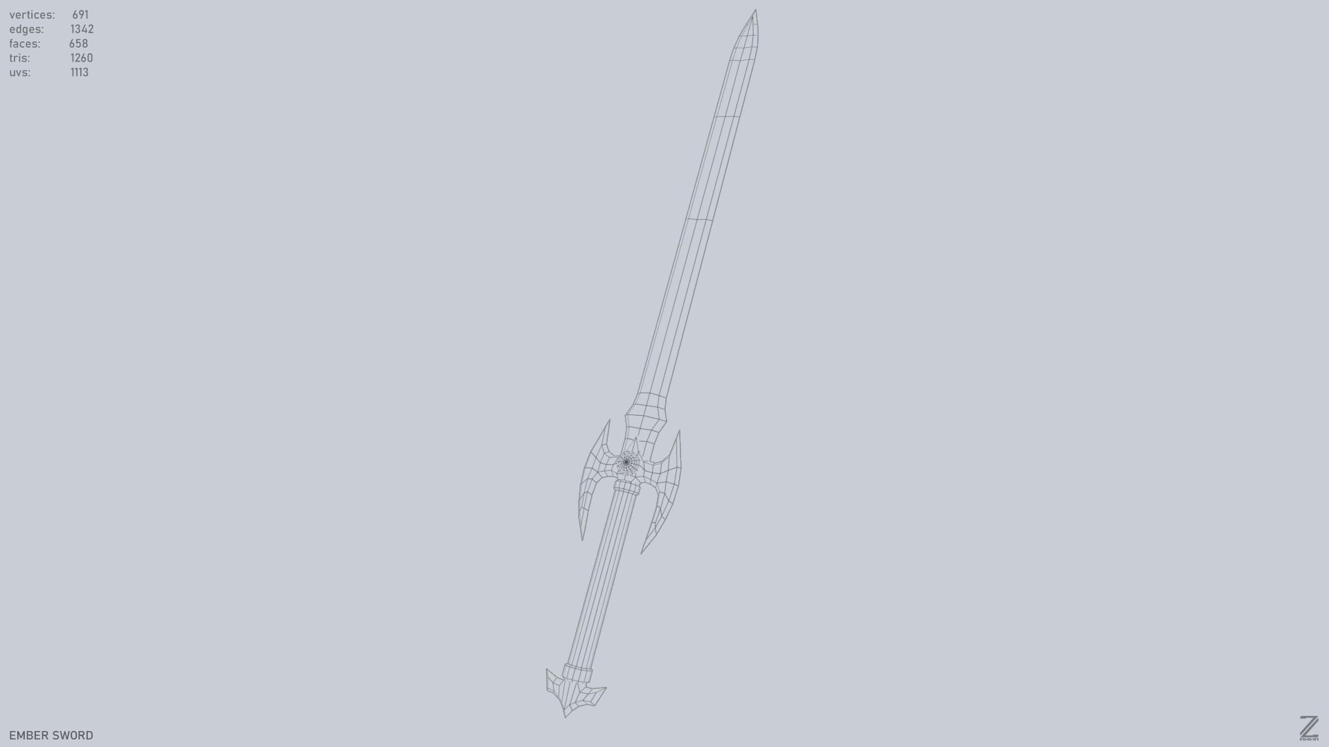 Ember sword Low-poly 3D model_14