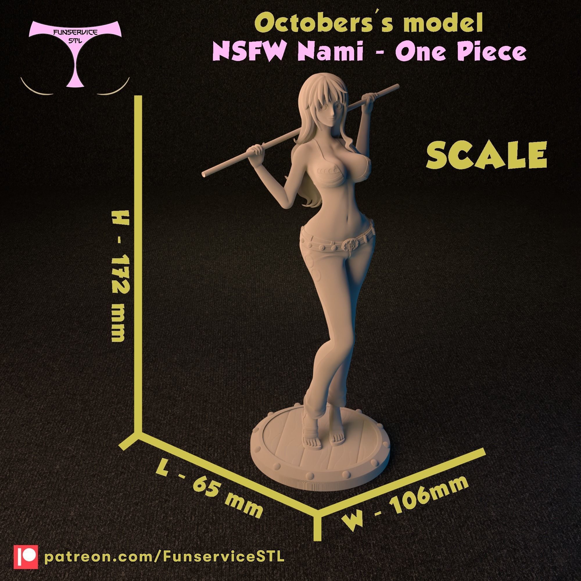Nami from One Piece 2 versions 3D print model_20