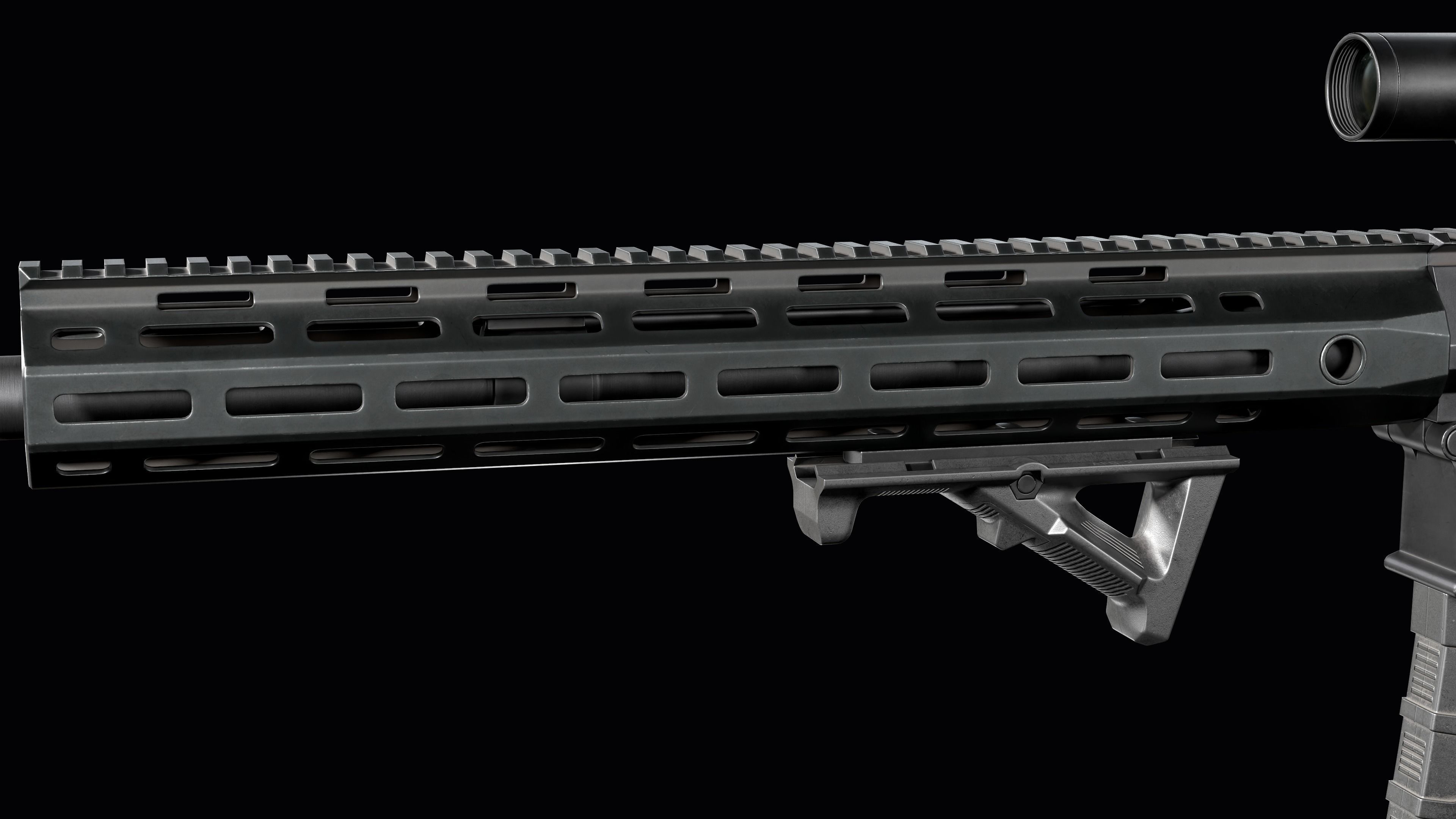 Tactical modular sniper rifle Knights Armament SR 25 Low-poly 3D model_15