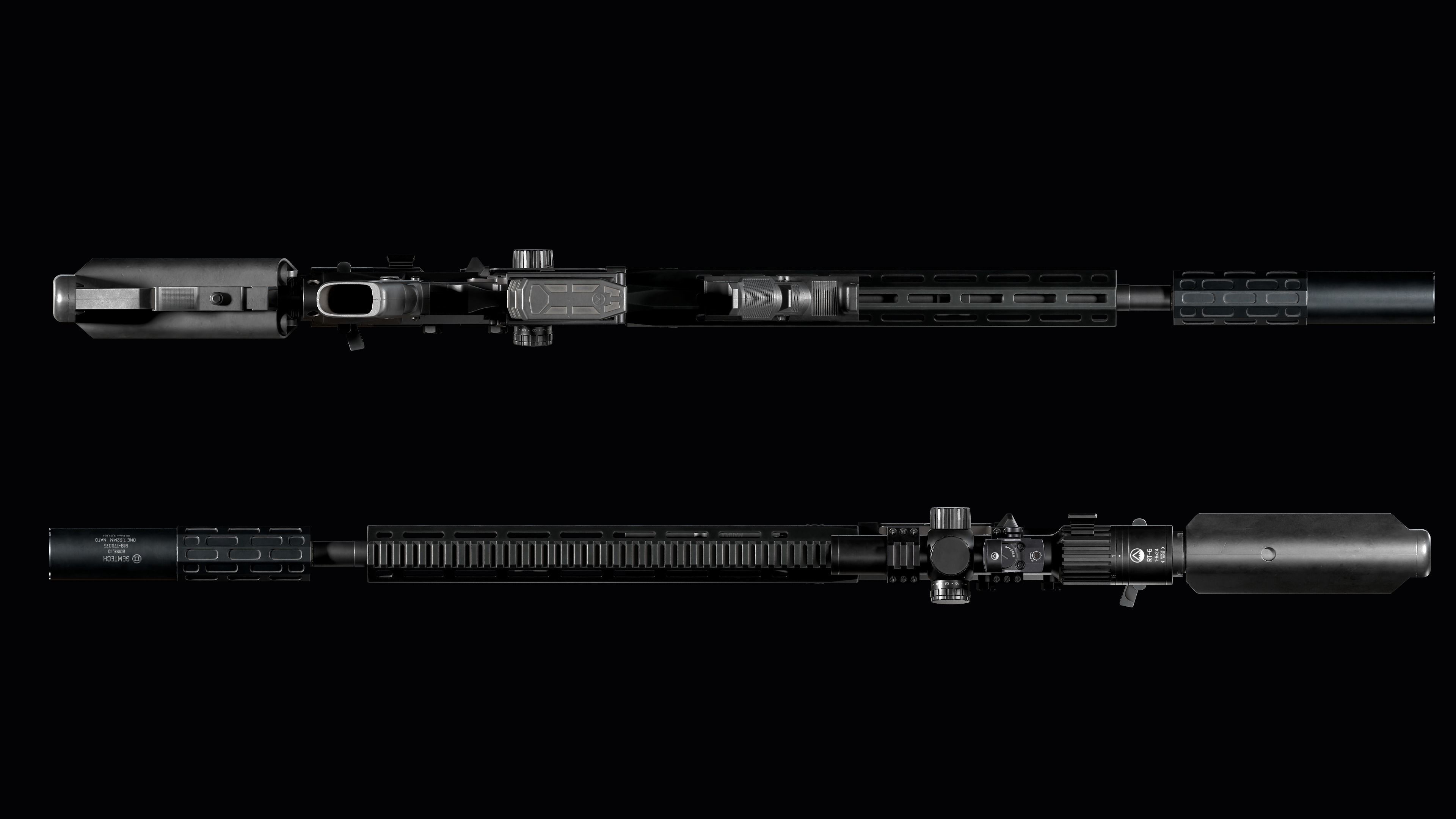 Tactical modular sniper rifle Knights Armament SR 25 Low-poly 3D model_40
