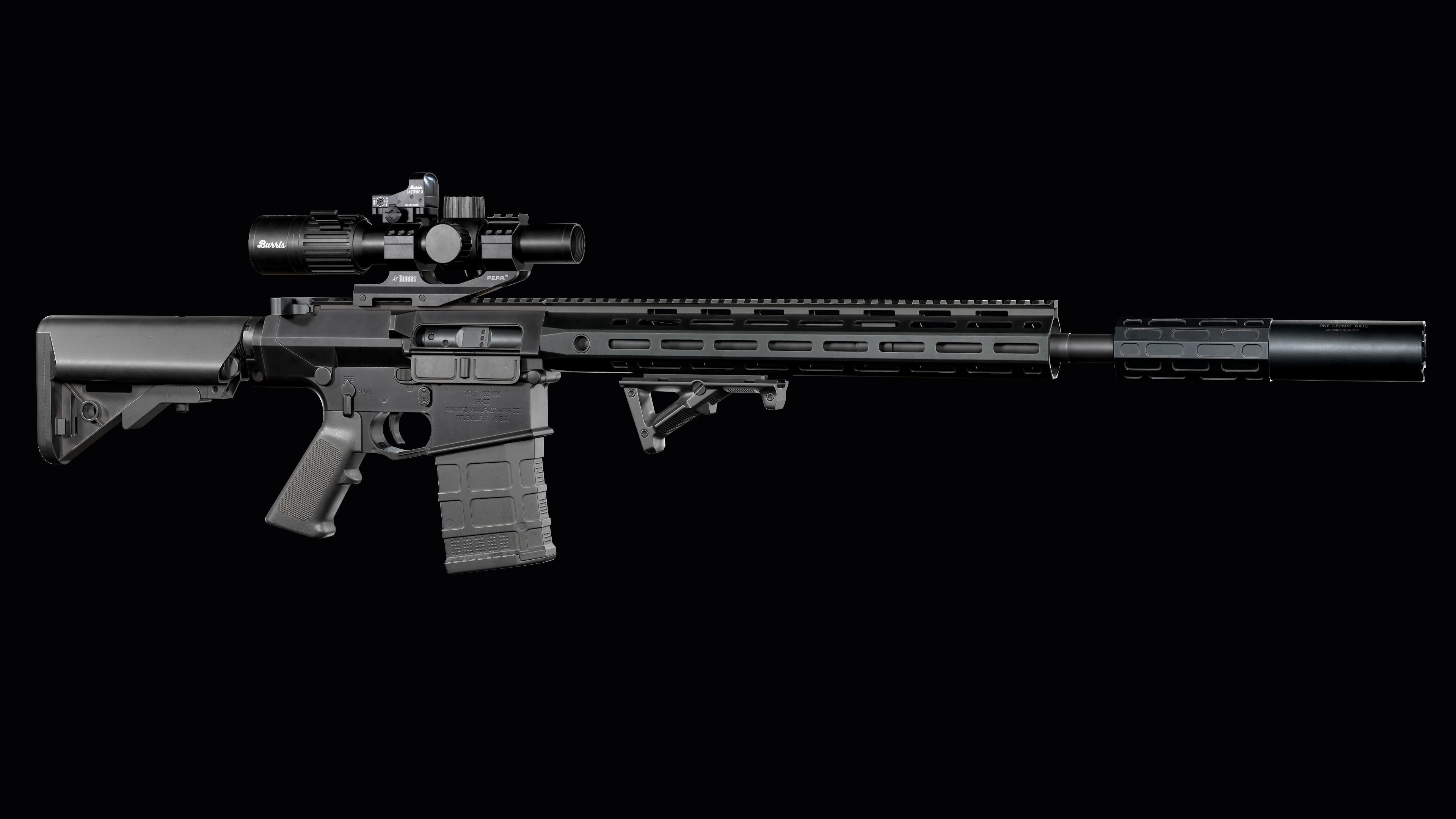 Tactical modular sniper rifle Knights Armament SR 25 Low-poly 3D model_7