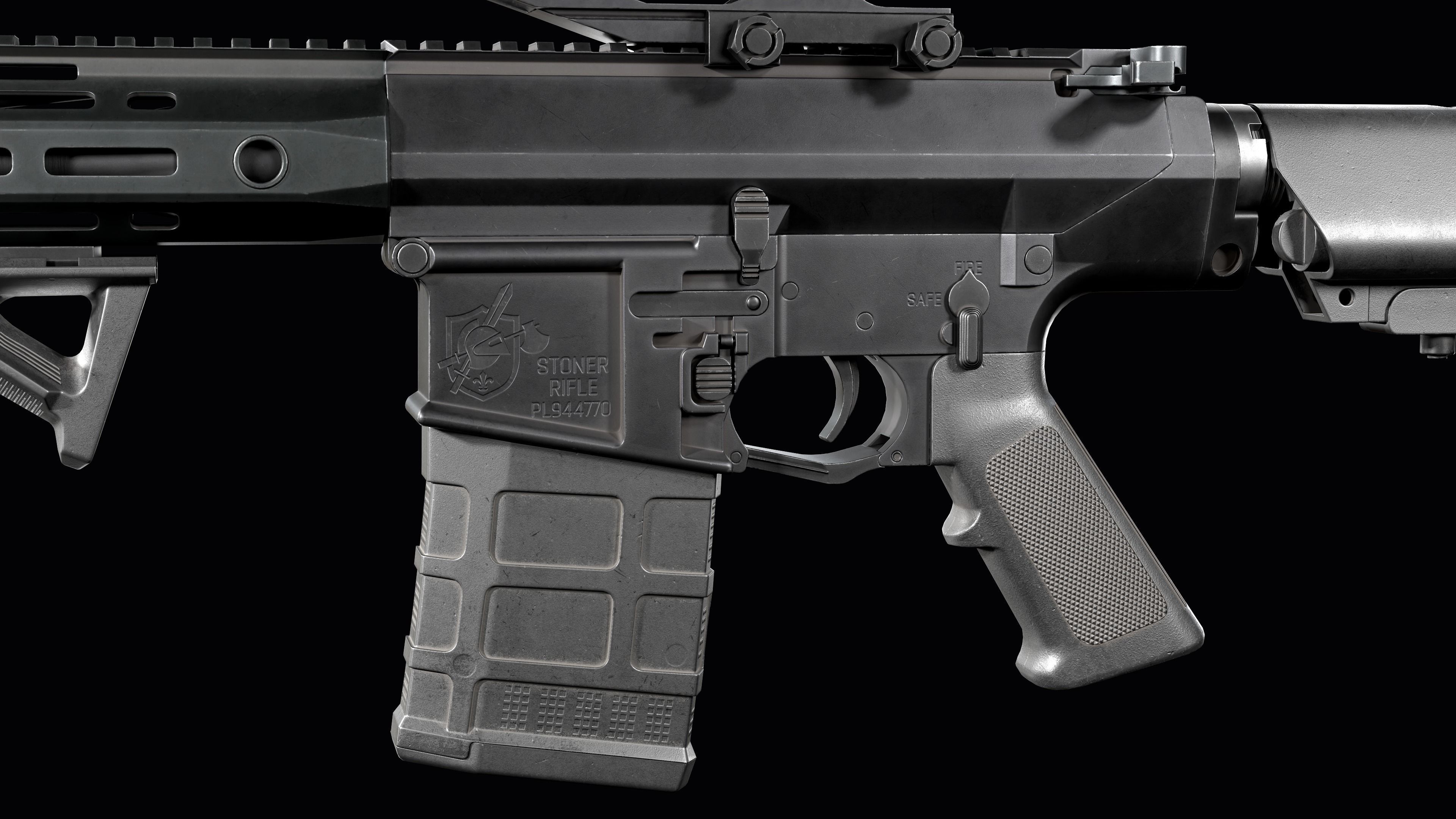 Tactical modular sniper rifle Knights Armament SR 25 Low-poly 3D model_12