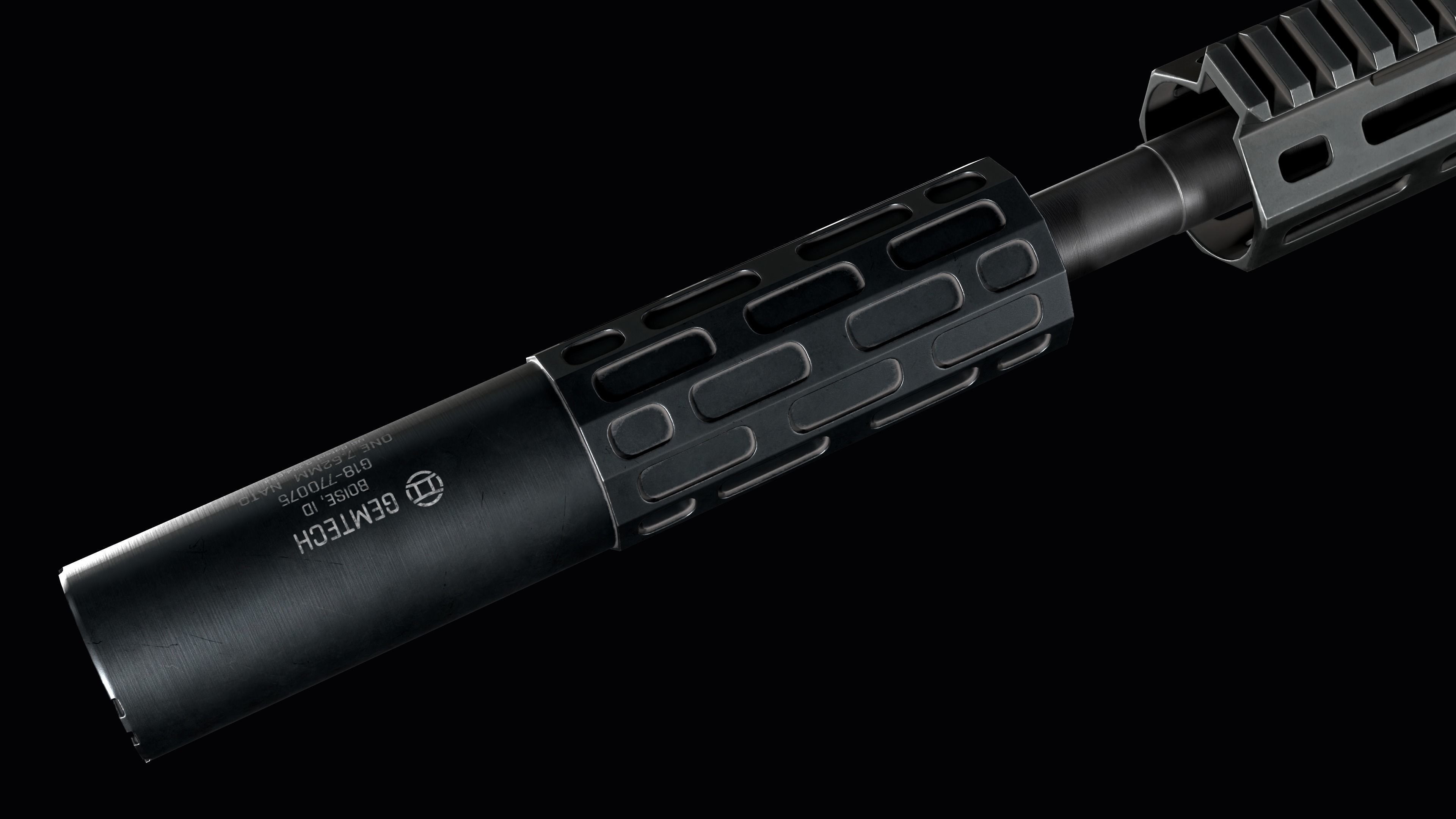 Tactical modular sniper rifle Knights Armament SR 25 Low-poly 3D model_27