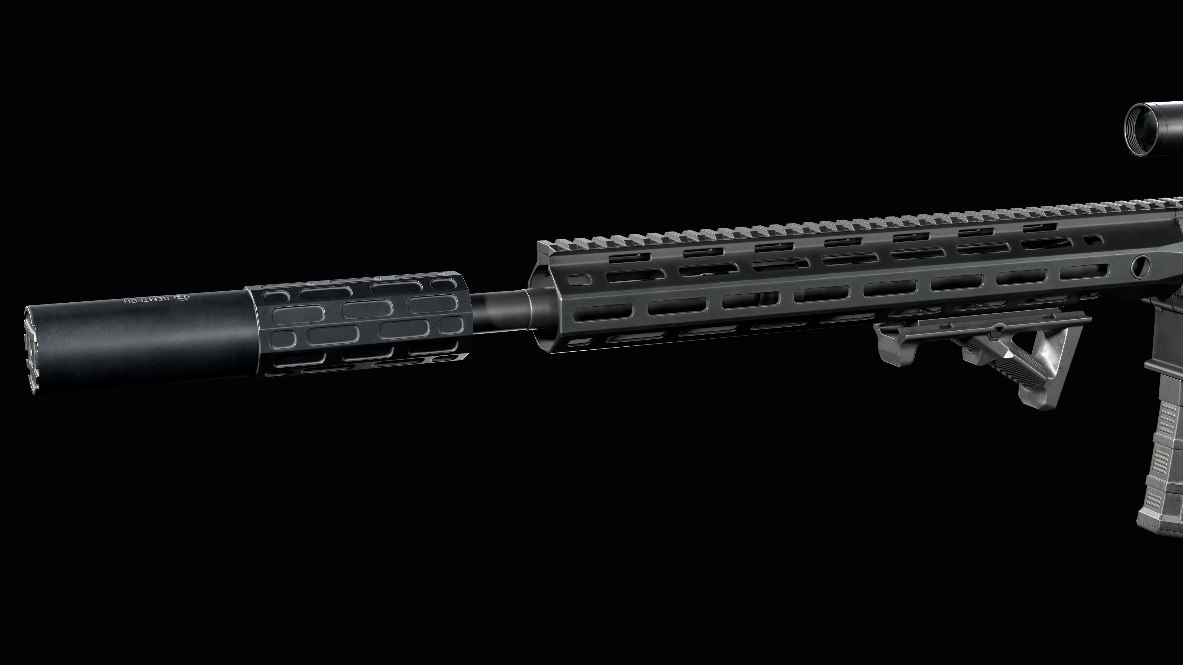 Tactical modular sniper rifle Knights Armament SR 25 Low-poly 3D model_18