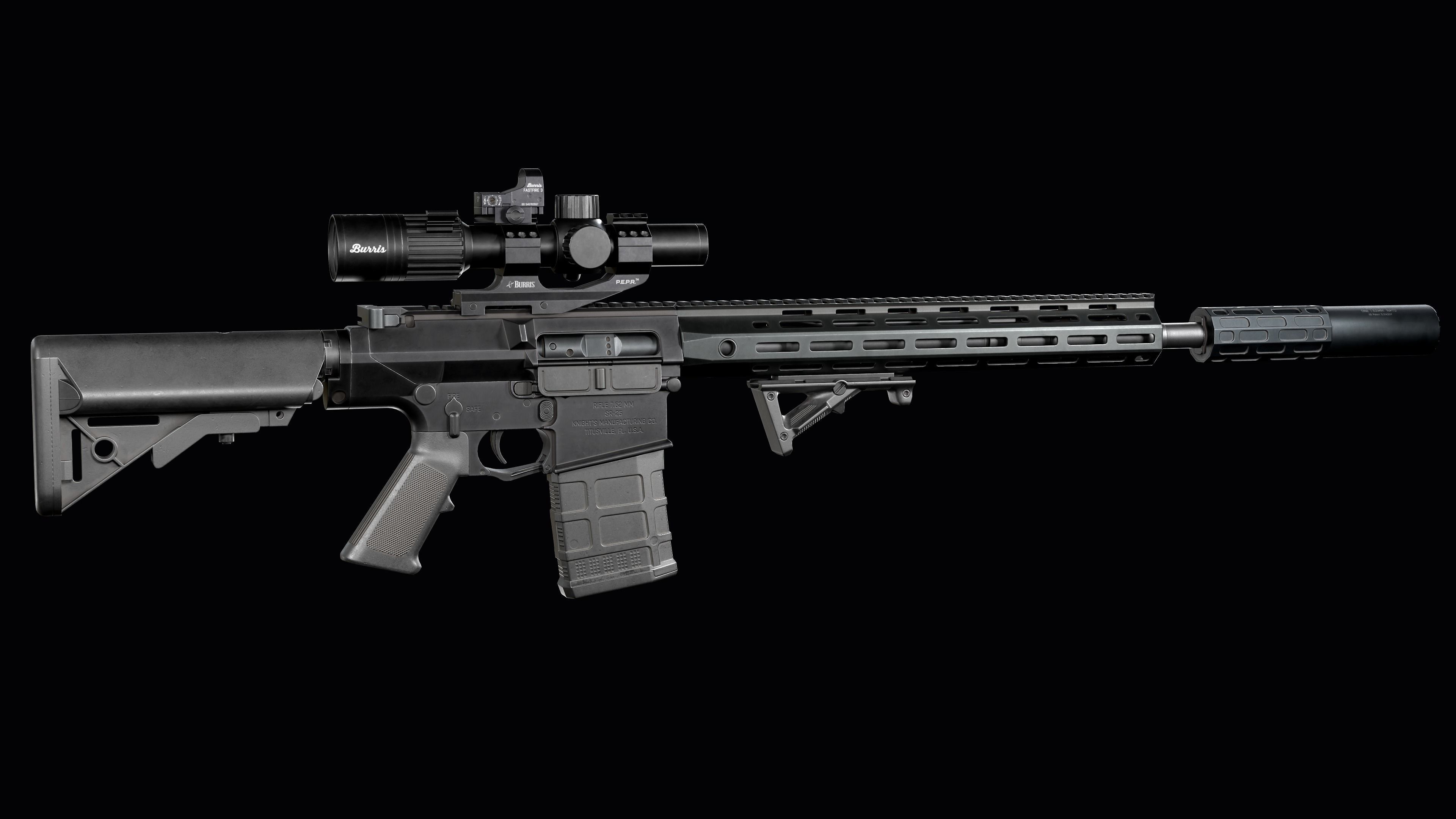 Tactical modular sniper rifle Knights Armament SR 25 Low-poly 3D model_8