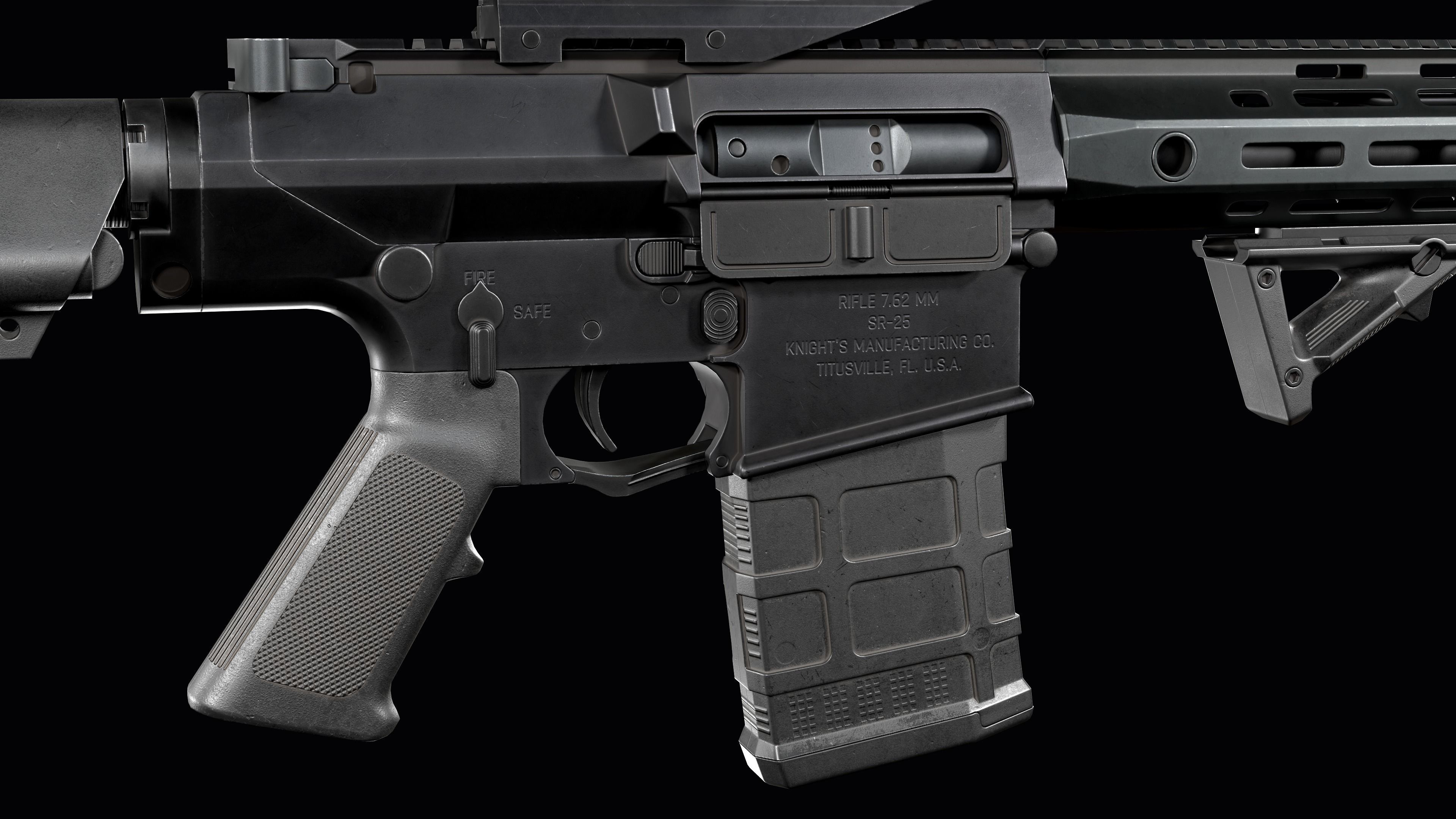 Tactical modular sniper rifle Knights Armament SR 25 Low-poly 3D model_20