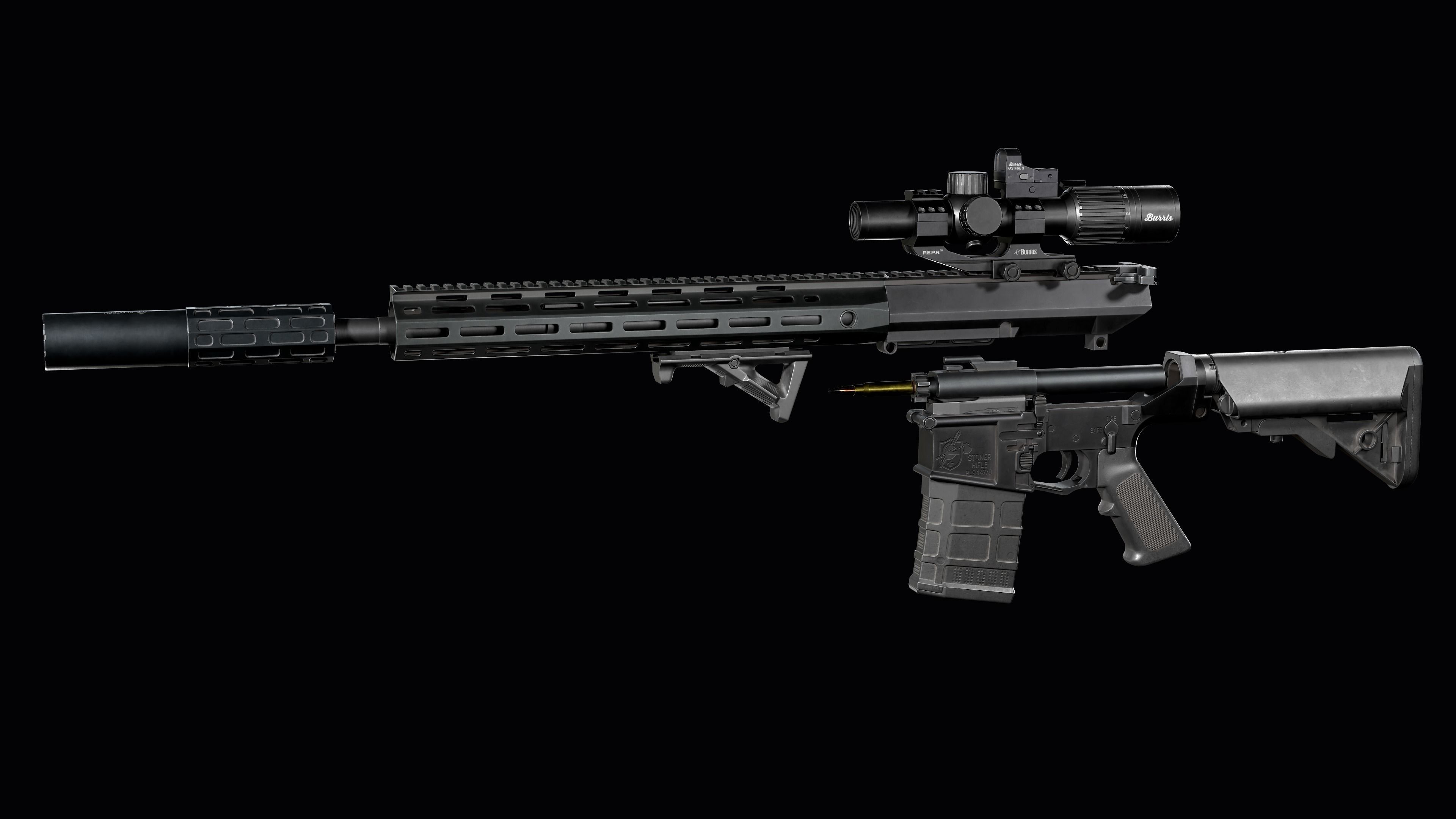 Tactical modular sniper rifle Knights Armament SR 25 Low-poly 3D model_9